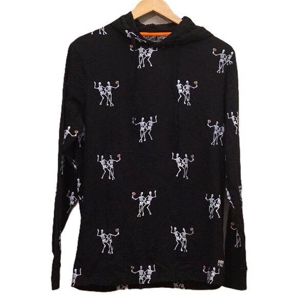 Denim & Flower Long Sleeve Tee Hoodie with Selfie Skeletons Men’s Medium - Picture 1 of 4